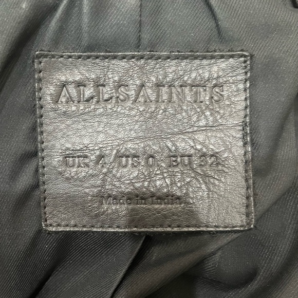 All Saints Cargo distressed leather biker / moto jacket - Picture 5 of 10